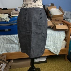 BCX Gray Button-Detail Pencil Skirt